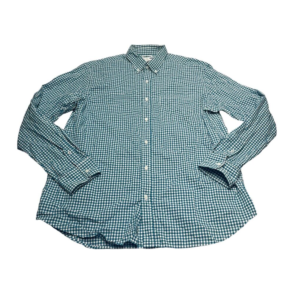 Old Navy Shirt Men's XL Blue White Check 100% Cotton Coupe Standard Button-Down